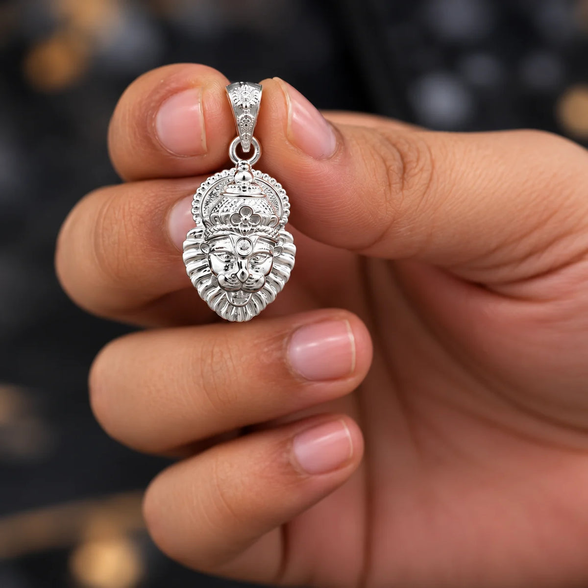 Silver Hanuman Ji Face Pendant