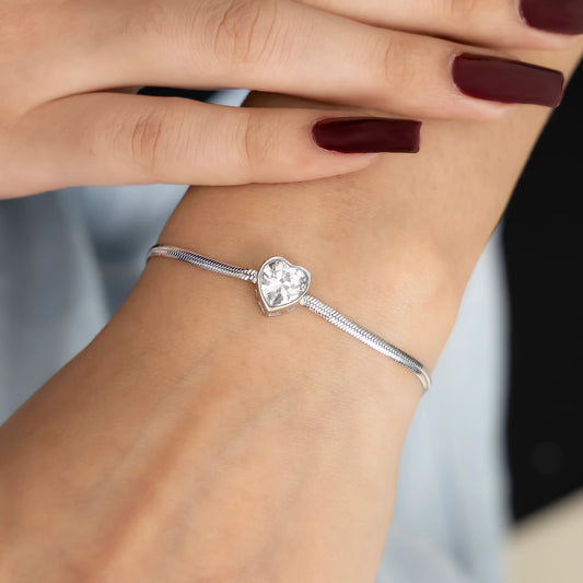Silver Heart Charm Bracelet for women
