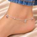 Silver Heart & Flower Charm Anklet for Women | Dainty Silver Payal