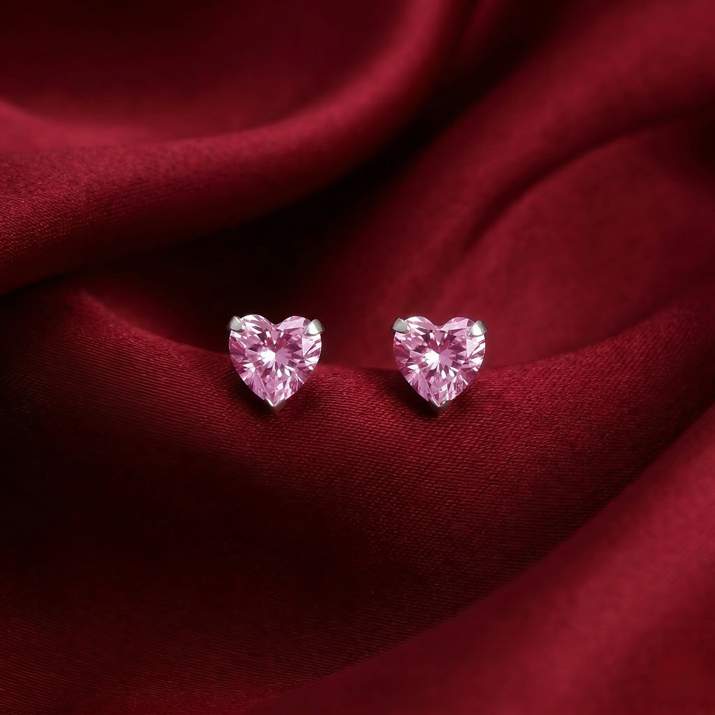 Silver Heart Pendant Earrings Combo Set