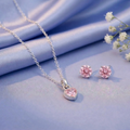 Silver Heart Pendant Earrings Combo Set