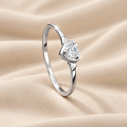 Silver Heart Solitaire Ring for Women