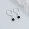 Silver Hoop TickTock Earrings with Black Bead Charm