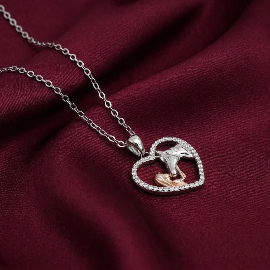 Silver "Horse Lover" Heart Necklace for Girls