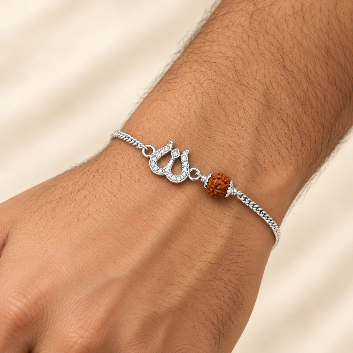 Silver Horseshoe Rudraksha Bracelet for Boys & Girls