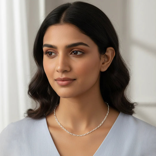 Silver Infinity Twist Chain Elegant Daily Wear for Women
