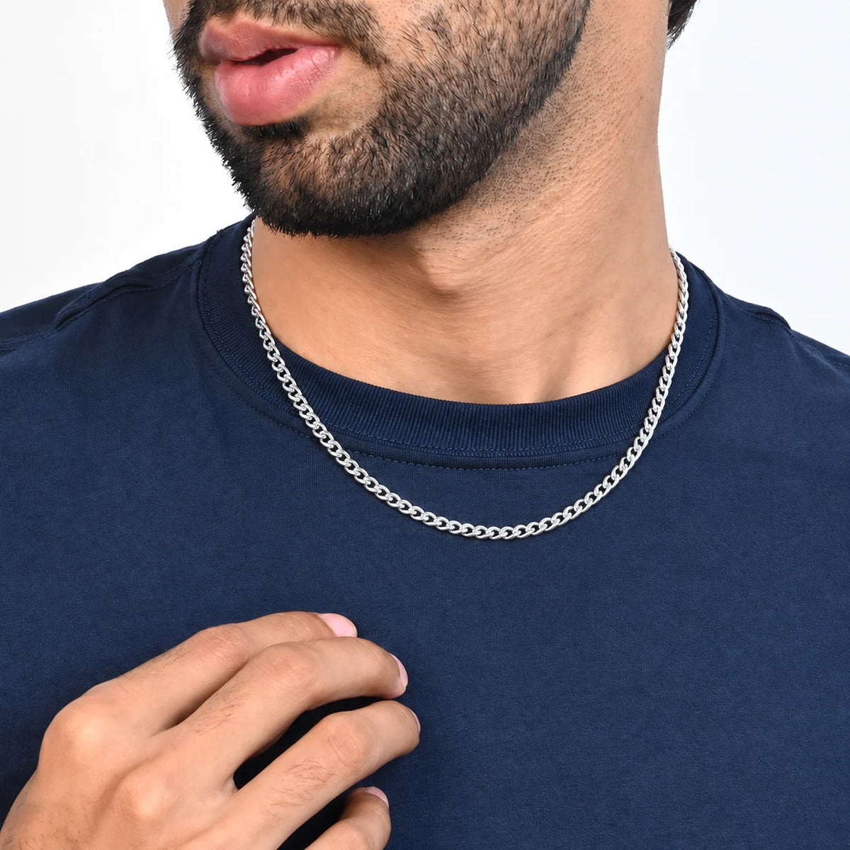 Silver Interlinked Rainy Chain for Boys
