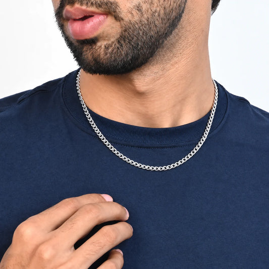 Silver Interlinked Rainy Chain for Boys
