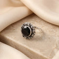 Silver Introduce Of Shasy Border Black Stone Ring
