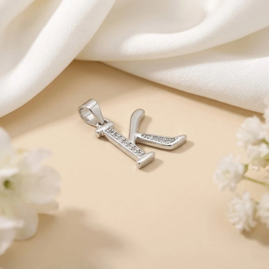 Silver K Name Symbol Pendent