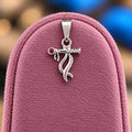 Silver Krishna Flute Pendant with Red Stone