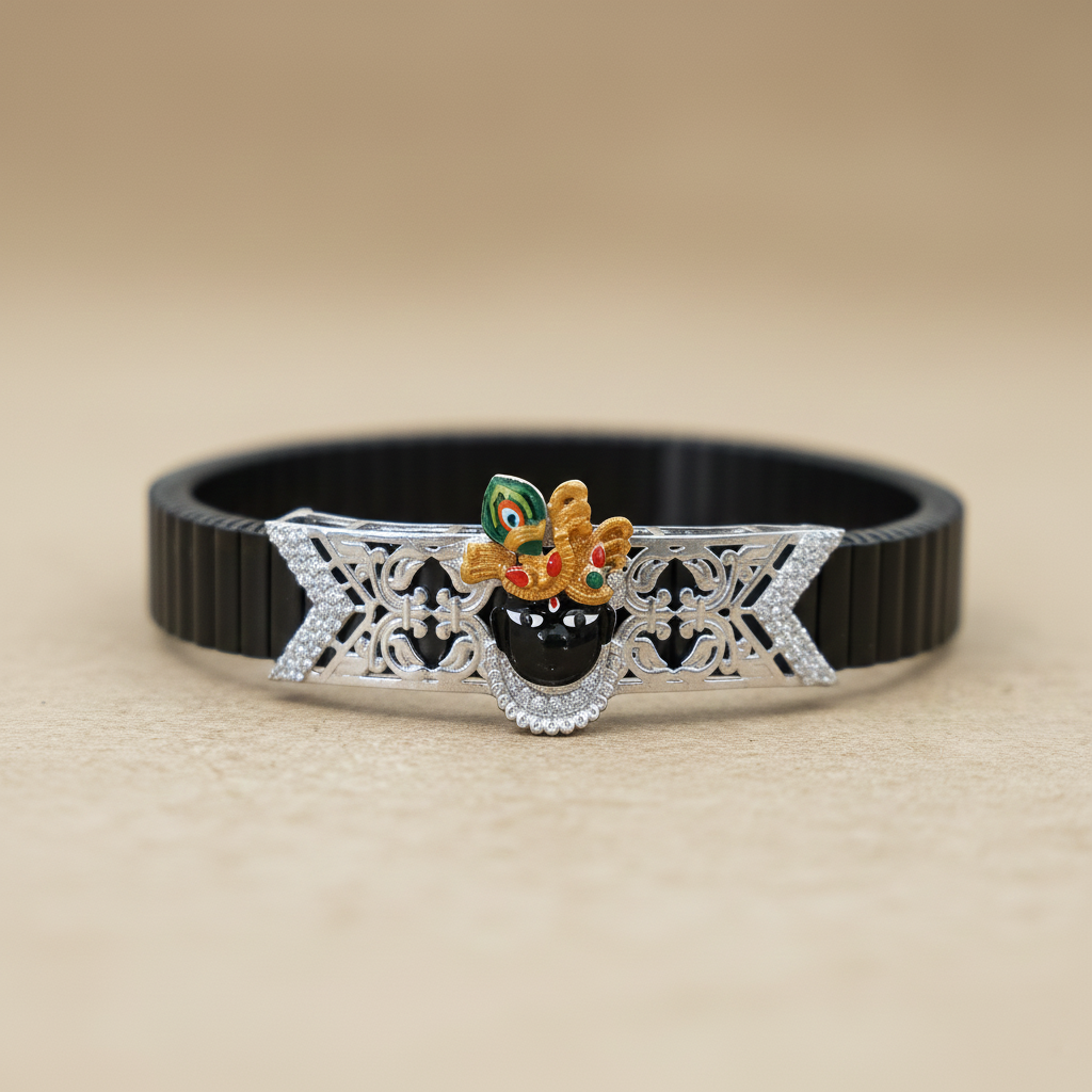 Silver Krishna Gold Mukut Bracelet