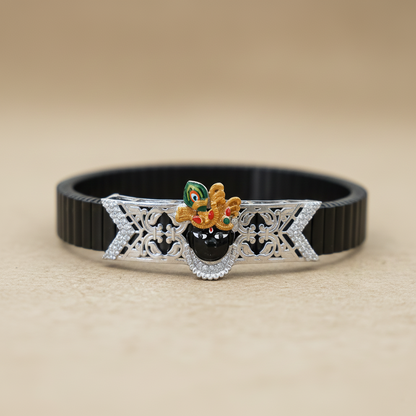 Silver Krishna Gold Mukut Bracelet