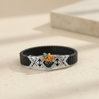 Silver Krishna Gold Mukut Bracelet
