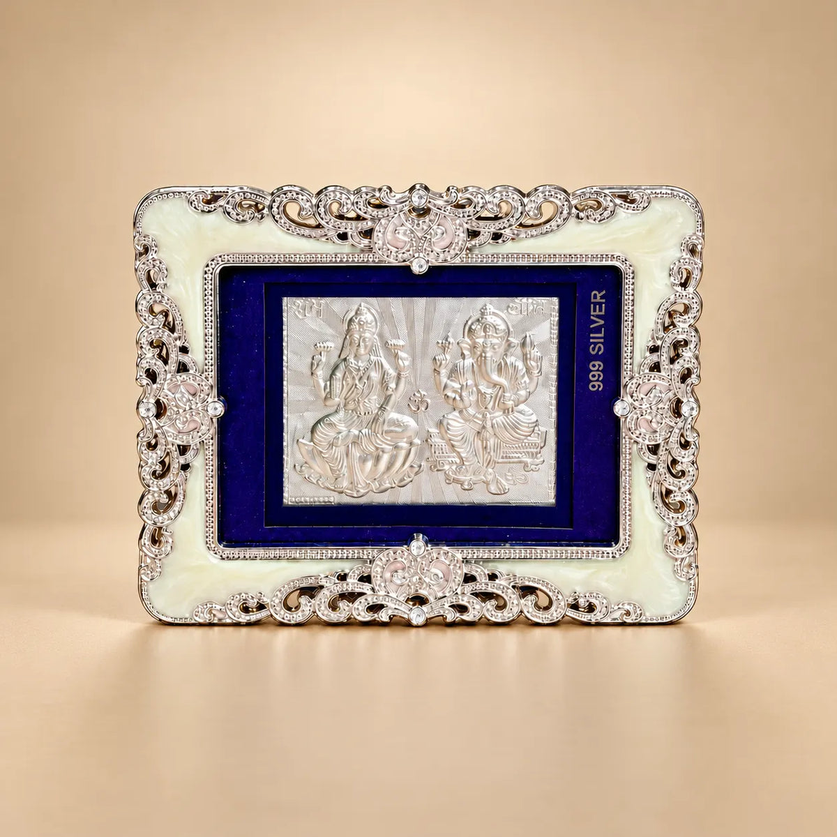 Silver Lakshmi Ganesh Frame & Silver Vandarmal Combo