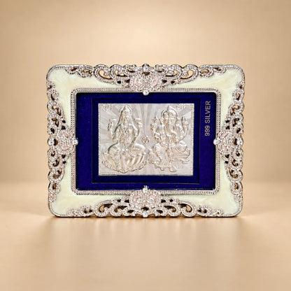Silver Lakshmi Ganesh Frame & Silver Vandarmal Combo