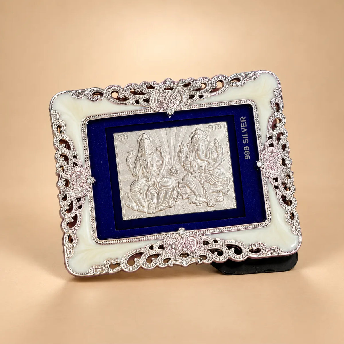 Silver Lakshmi Ganesh Frame & Silver Vandarmal Combo
