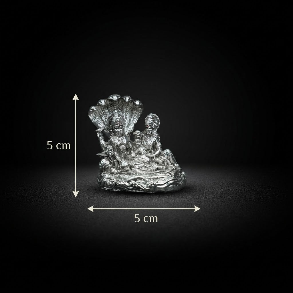 Silver Lakshmi Vishnu Idol with Sheshnag