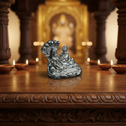 Silver Lakshmi Vishnu Idol with Sheshnag