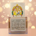 Silver Laxmi Ji Ganesh Ji Frame With Kuber Yantra Combo Attract Wealth, Prosperity & Abundance