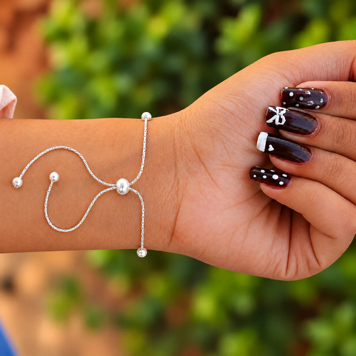 Silver Leaf Design Stone Bracelet for Women
