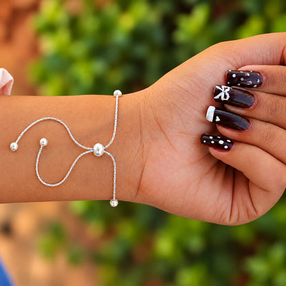 Silver Leaf Design Stone Bracelet for Women