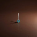Silver Light Blue Gem Stone Flower Design Nosepin for Girls