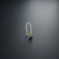 Silver Light Green Gem Stone Flower Design Nosepin for Girls
