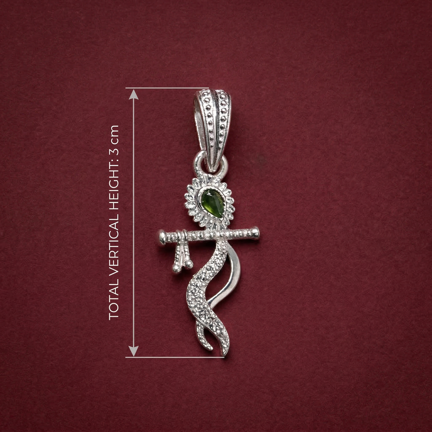 Silver Lord Krishna Flute Pendant With Stone for Men & Women