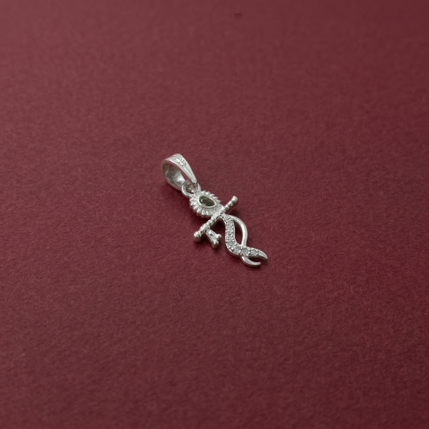 Silver Lord Krishna Flute Pendant With Stone for Men & Women