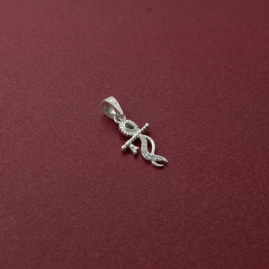 Silver Lord Krishna Flute Pendant With Stone for Men & Women