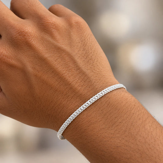 Silver Multi-Row Chain Bracelet for Boys
