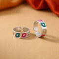 Silver Multi Color Leaf Design Bichhiya for Girls