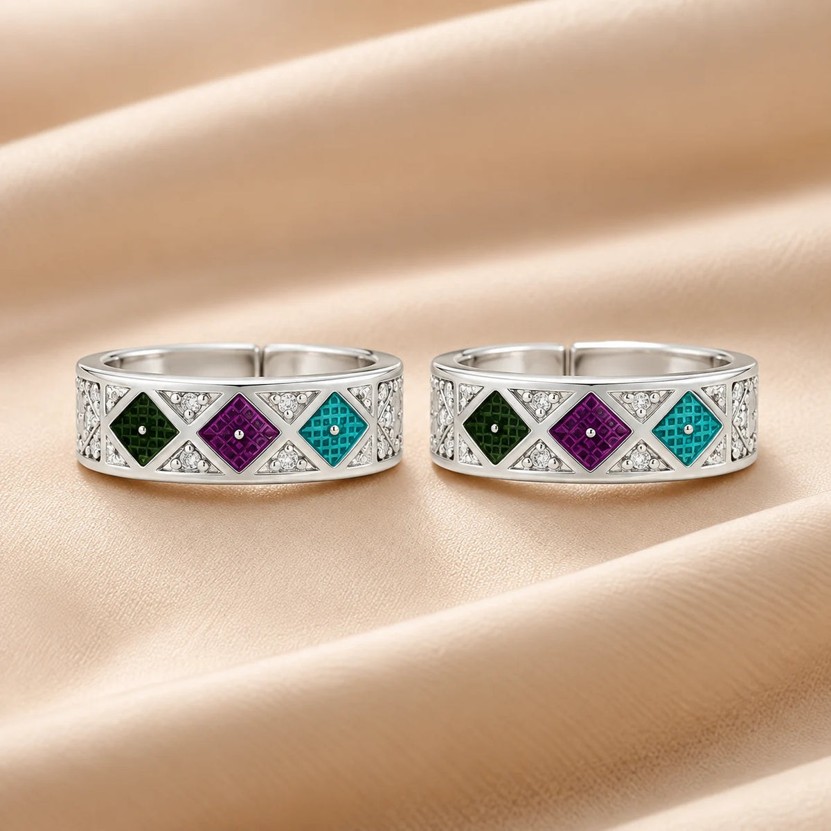 Silver Multi Color Square Shape Design Bichhiya for Girls