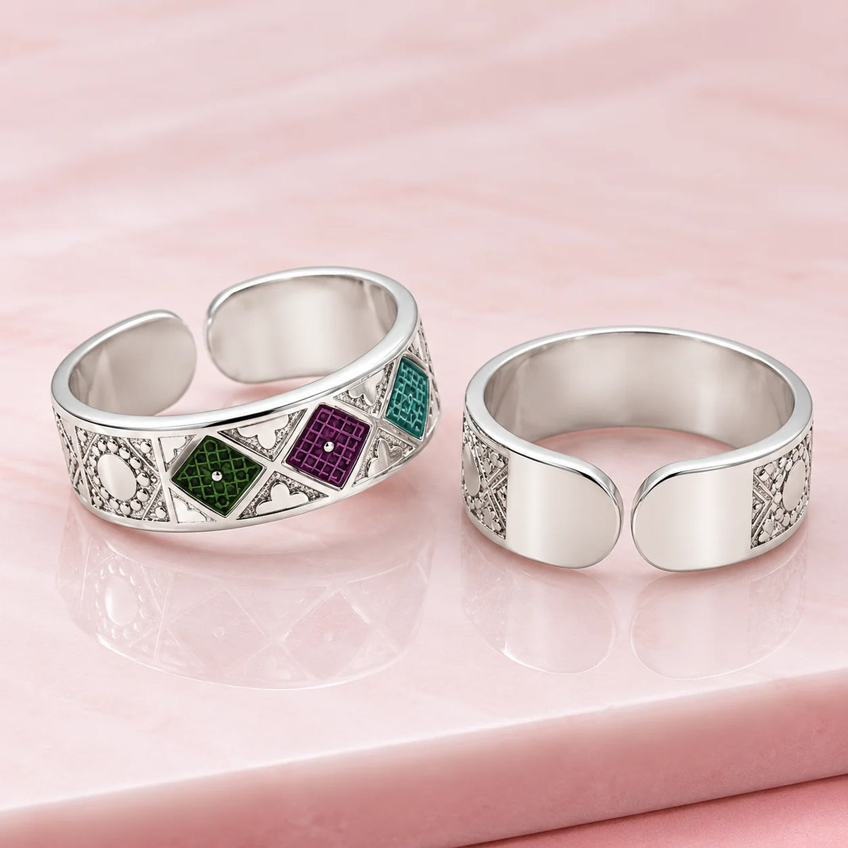 Silver Multi Color Square Shape Design Bichhiya for Girls