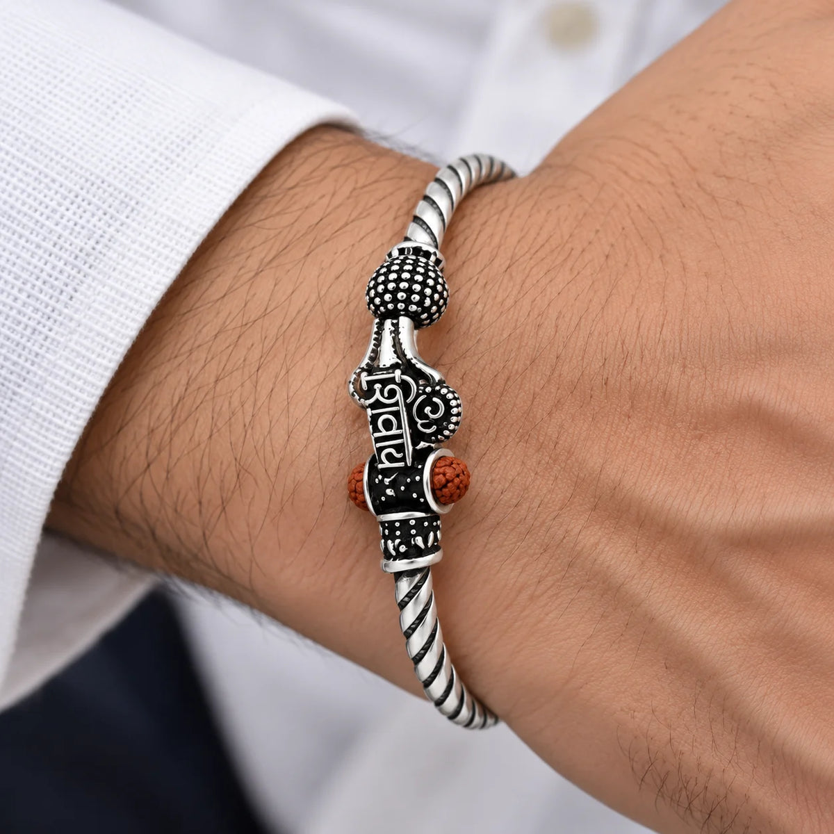 Silver "ॐ NAMAH SHIVAY" Boy's Kada
