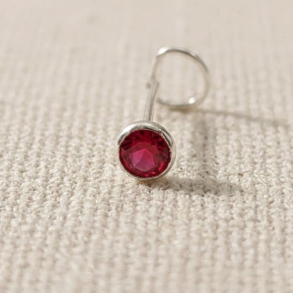 Silver Nose Pin with Round Multicolour Stones