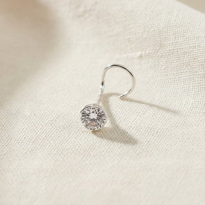 Silver Nose Pin with Round Multicolour Stones