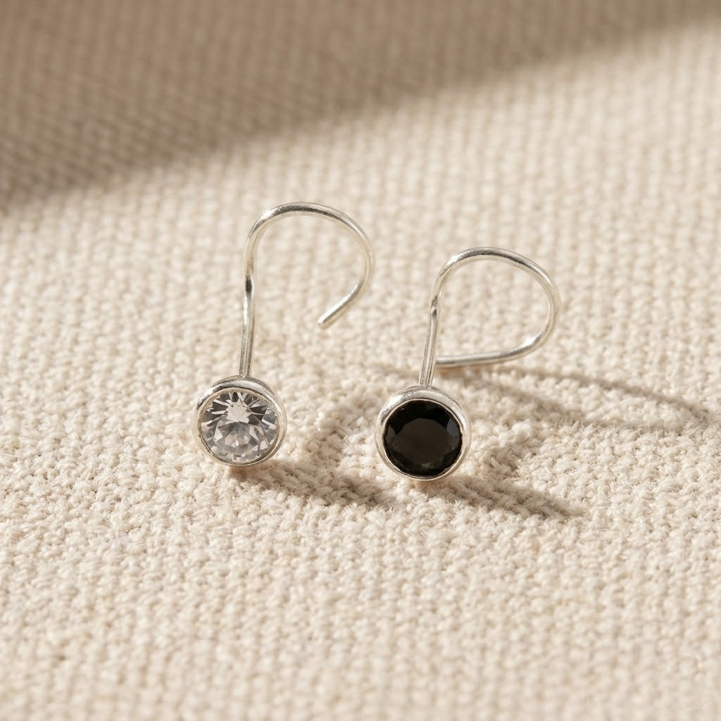 Silver Nose Pin with Round Multicolour Stones