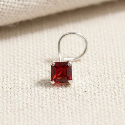 Silver Nose Pin with Square Multicolour Stones