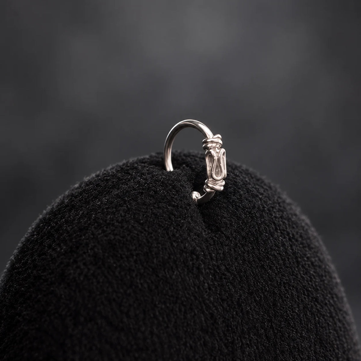 Silver Nose Ring Minimalist Hoop with Decorative Knot Design
