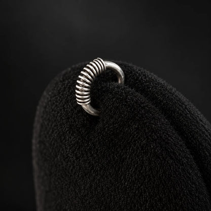 Silver Nose Ring with Ribbed Coil Design & Minimalist Hoop