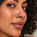 Silver Nose Ring with Ribbed Coil Design & Minimalist Hoop

