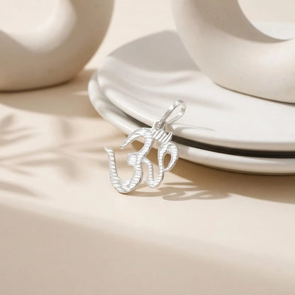 Silver Om Design Pendant for Boys