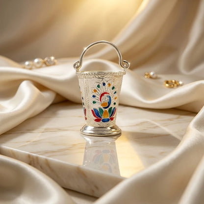 Silver Peacock Design Bucket