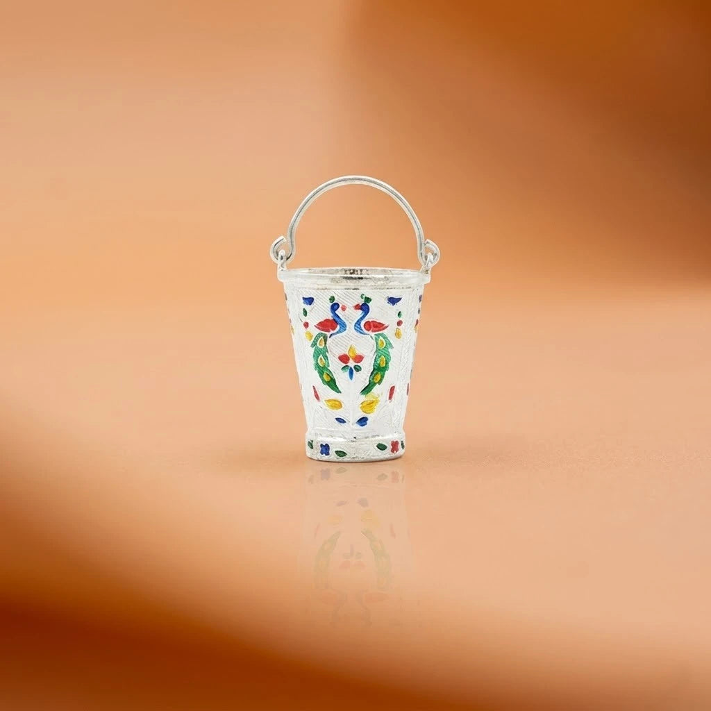 Silver Peacock Pattern Bucket
