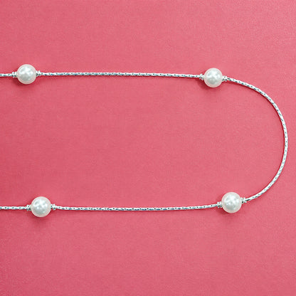 Silver Pearl Bead Chain Bracelet for Women