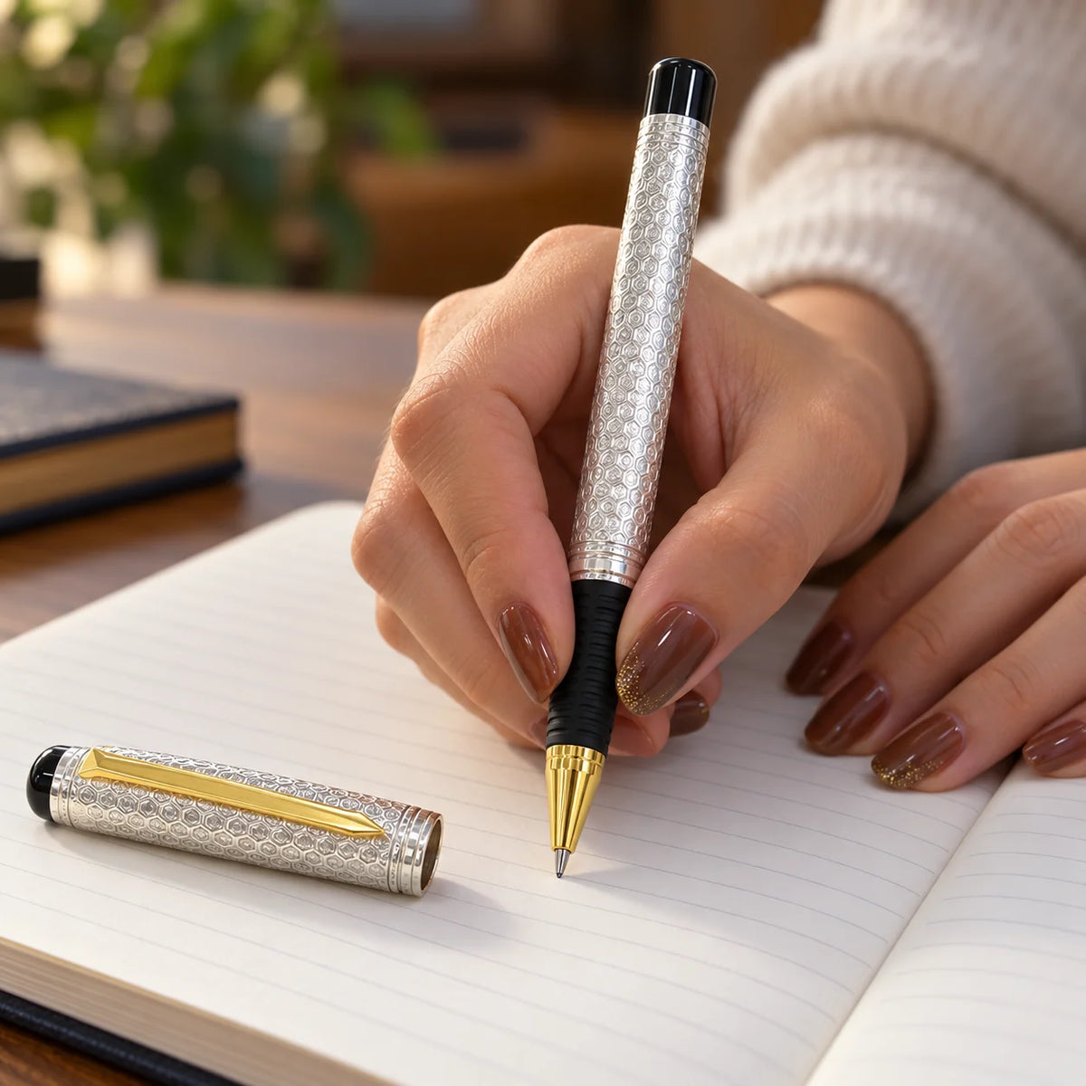 Silver Pen Premium Pure Silver Texture