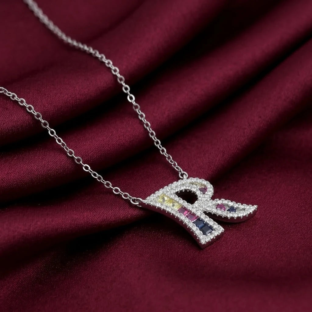Silver Personalised "R" Symbol Name Pendant Necklace