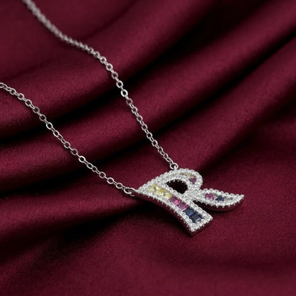 Silver Personalised "R" Symbol Name Pendant Necklace